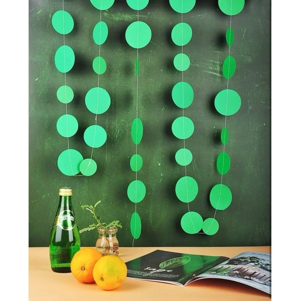 Green Paper Garland Circle Dot Party Banner Streamer Backdrop Hanging Decoration